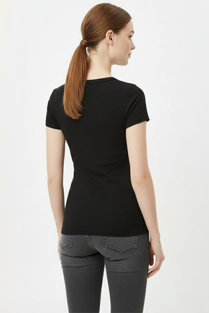 Body Mit Knopfpatte - Schwarz