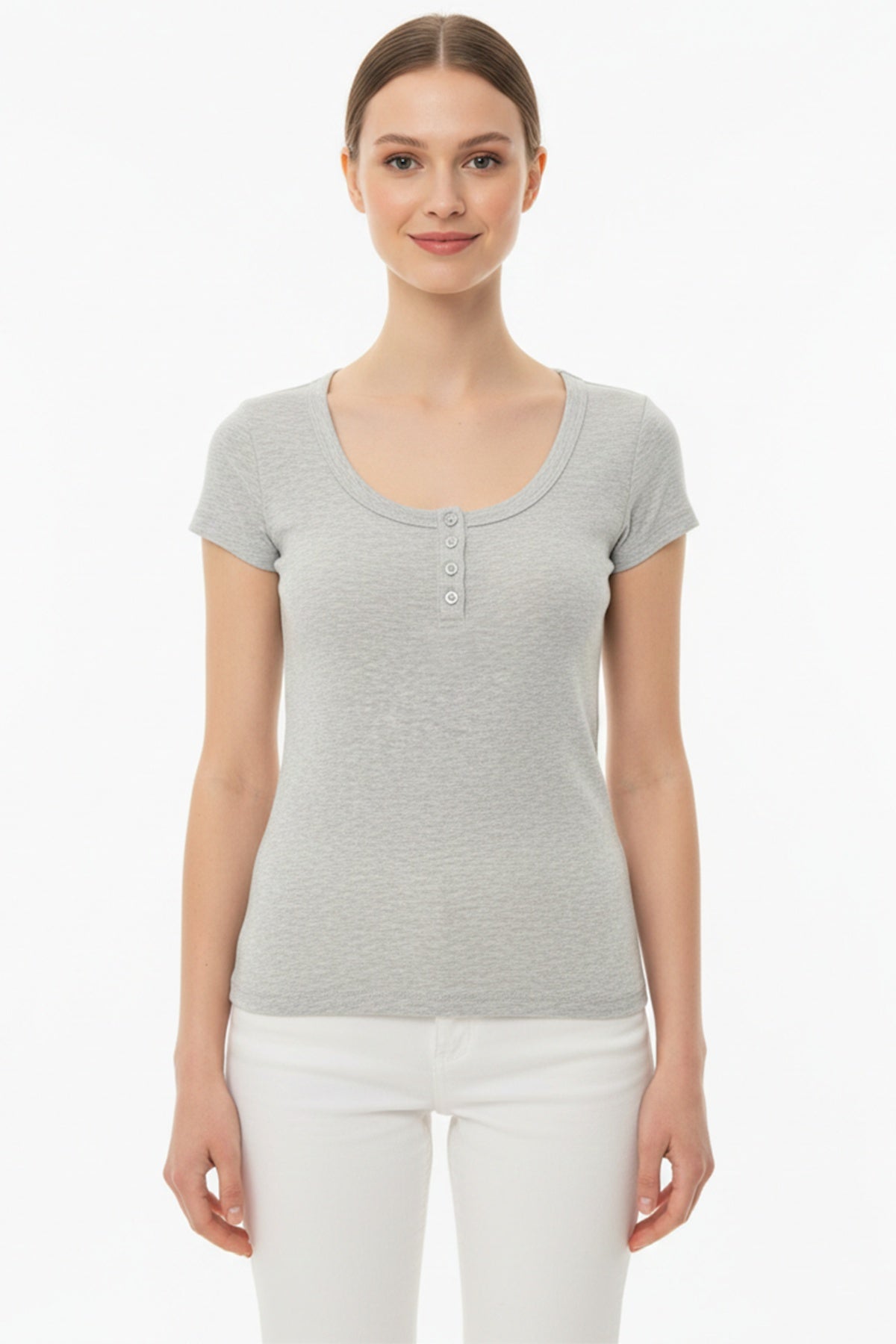 Body Mit Knopfleiste — Grau