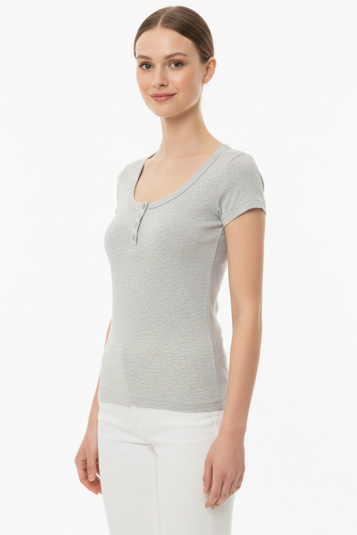 Body Mit Knopfleiste — Grau