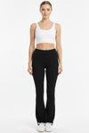 High - Waist Flared - Leg Tights With Slit — Black