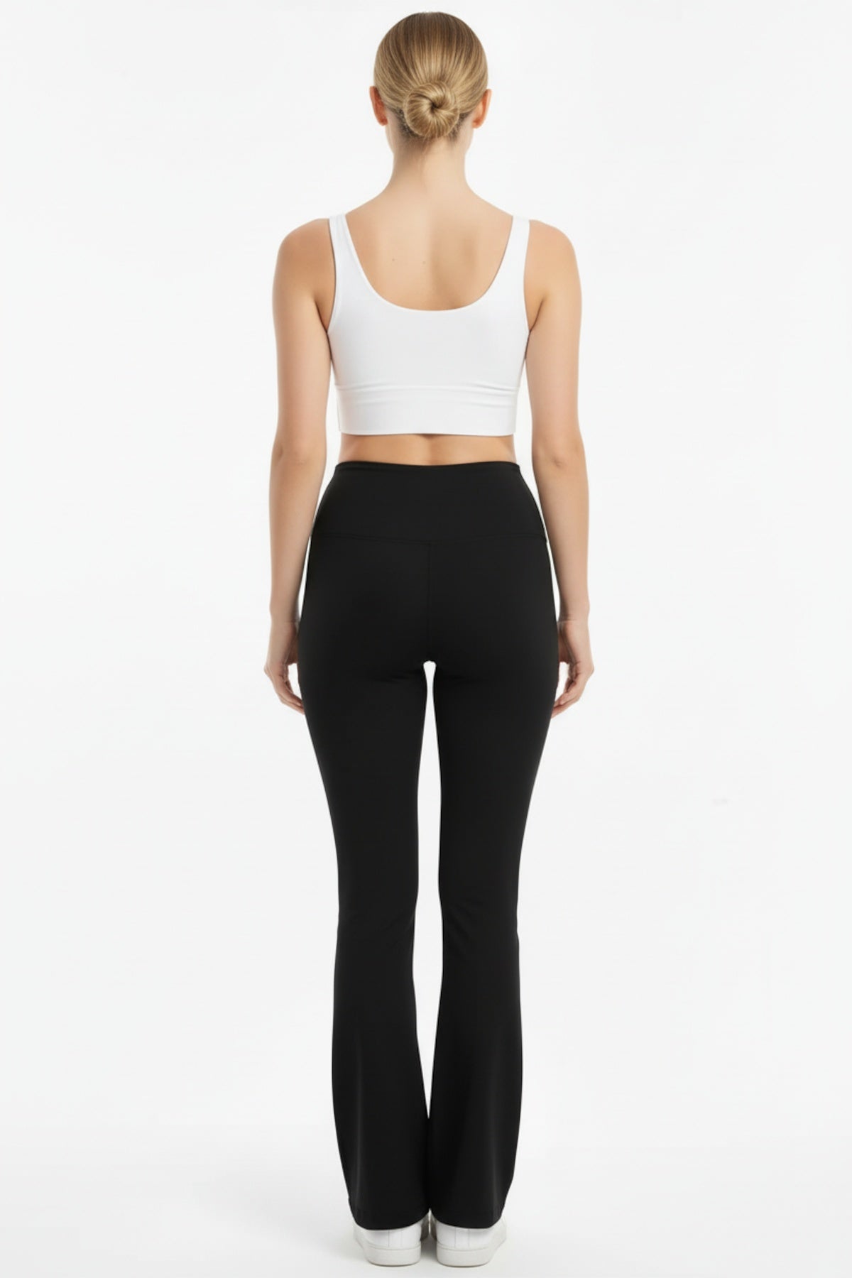High - Waist Flared - Leg Tights With Slit — Black