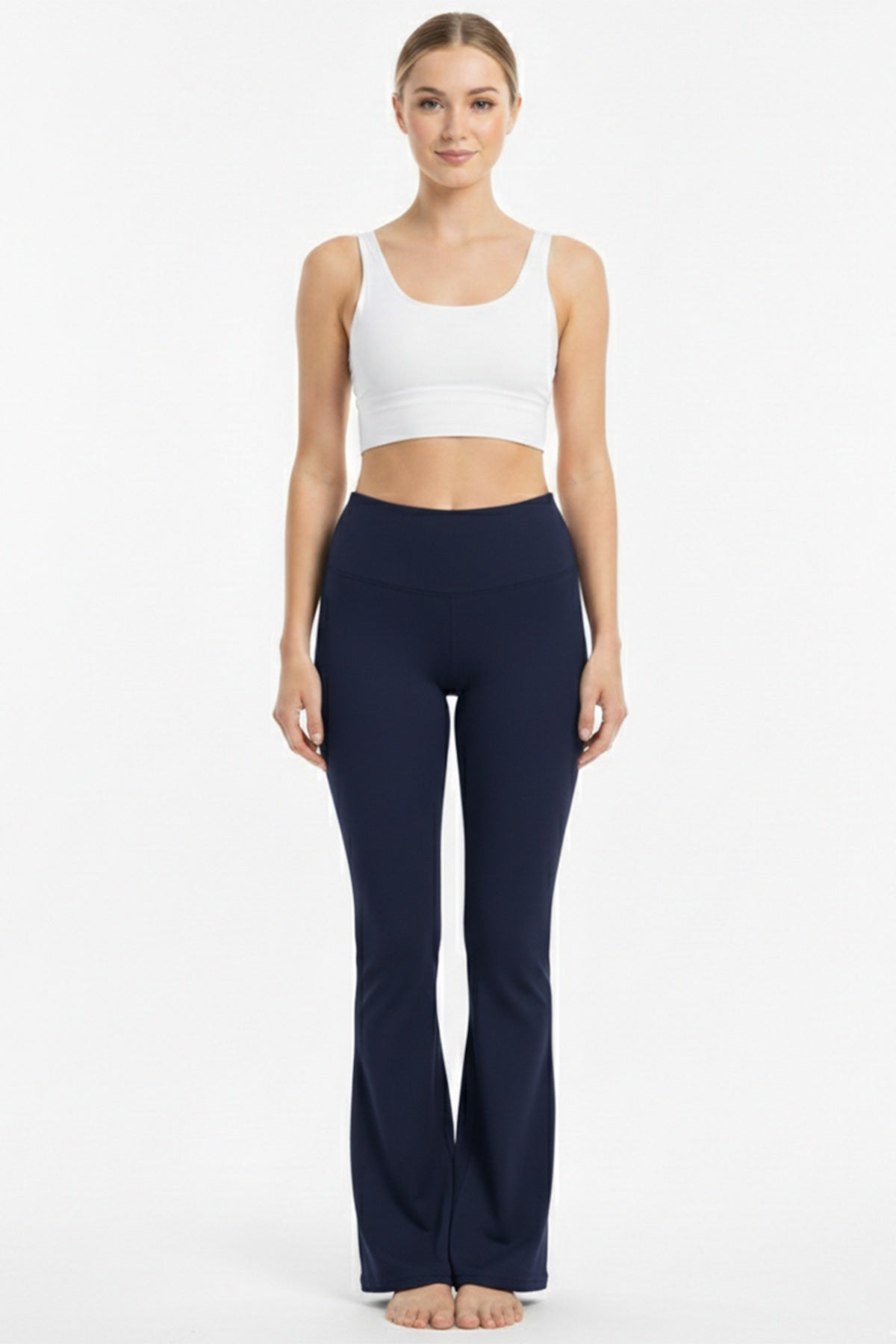 Legging Met Hoge Taille, Uitlopende Pijpen En Split — Marineblauw