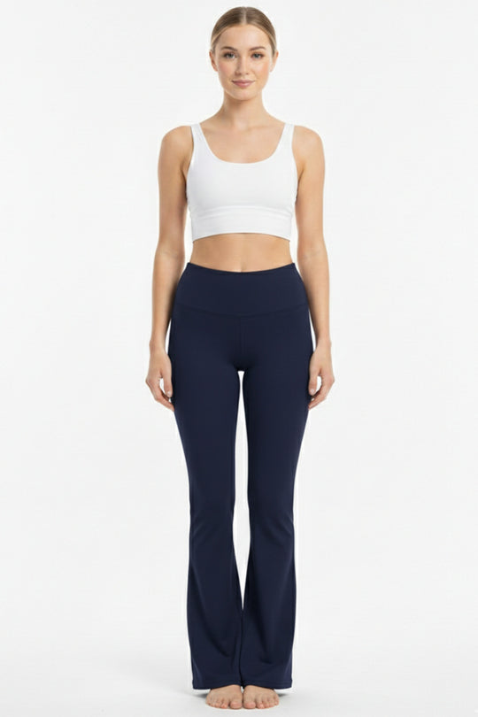 Legging Met Hoge Taille, Uitlopende Pijpen En Split — Marineblauw