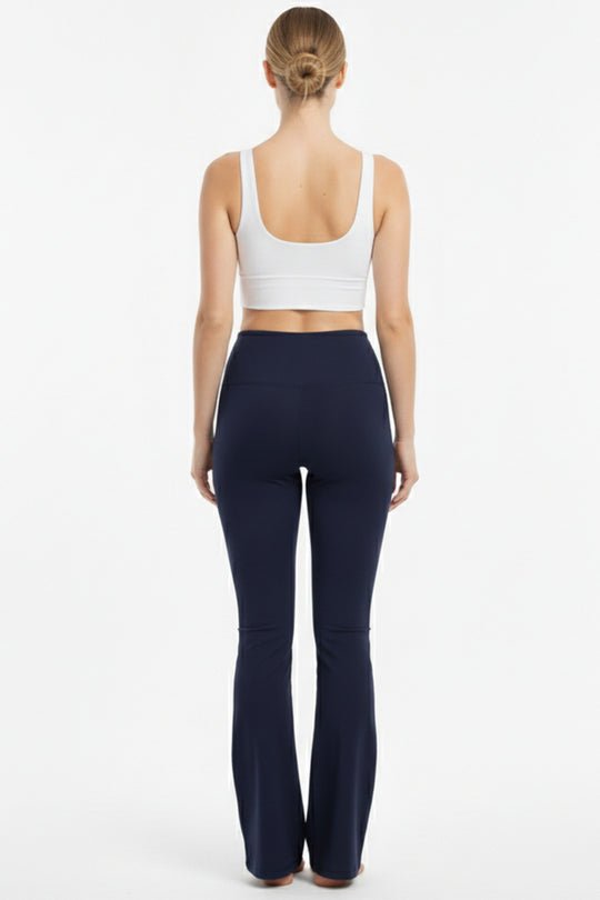 Legging Met Hoge Taille, Uitlopende Pijpen En Split — Marineblauw