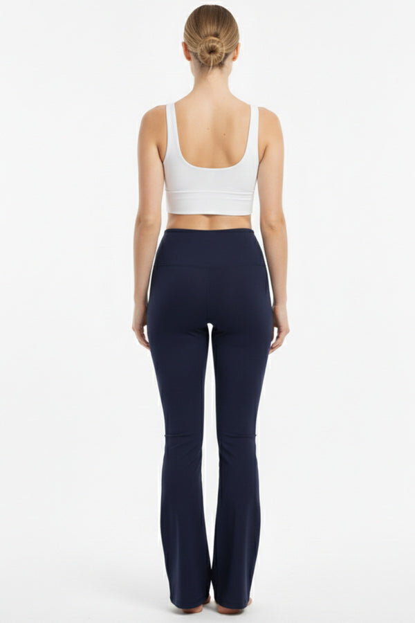 Legging Met Hoge Taille, Uitlopende Pijpen En Split — Marineblauw