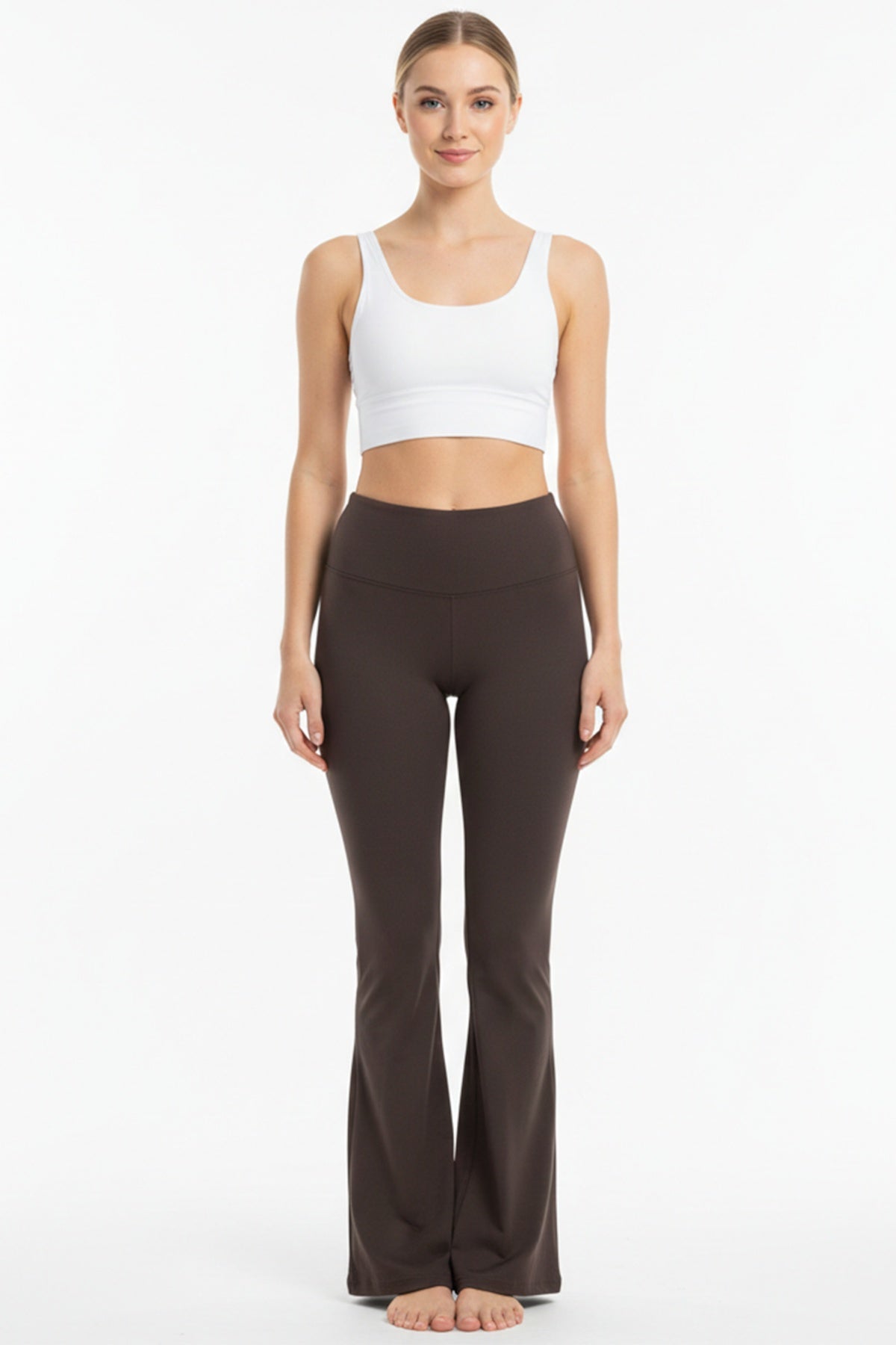 Legging Met Hoge Taille, Uitlopende Pijpen En Split — Bruin