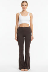 Legging Taille Haute, Coupe Évasée Avec Fente — Marron