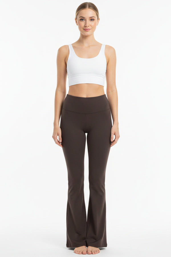 Legging Met Hoge Taille, Uitlopende Pijpen En Split — Bruin