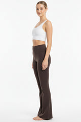 Legging Taille Haute, Coupe Évasée Avec Fente — Marron
