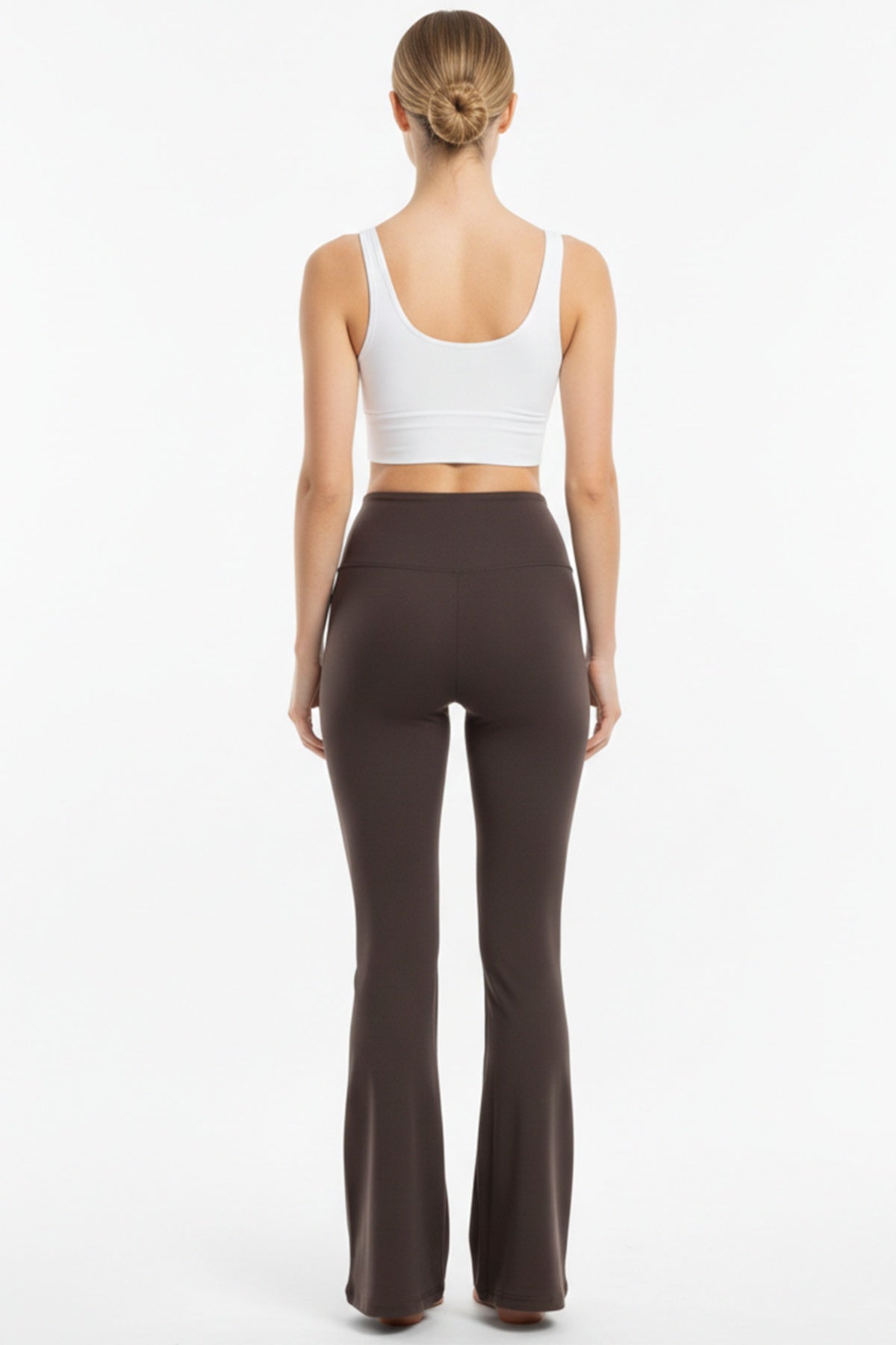 Legging Met Hoge Taille, Uitlopende Pijpen En Split — Bruin