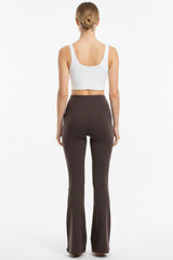 Legging Taille Haute, Coupe Évasée Avec Fente — Marron