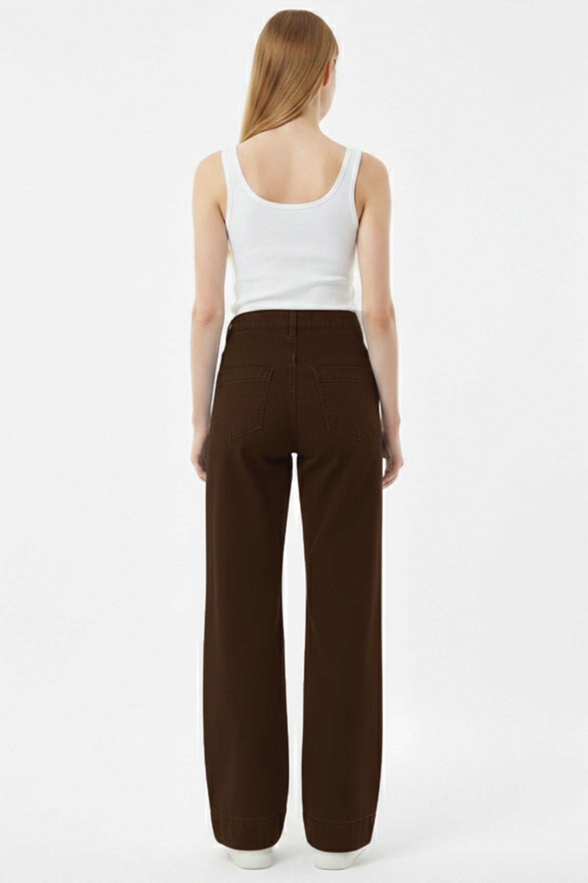 Wide‑Leg Spijkerbroek Met 'Çimalı' Detail — Bruin