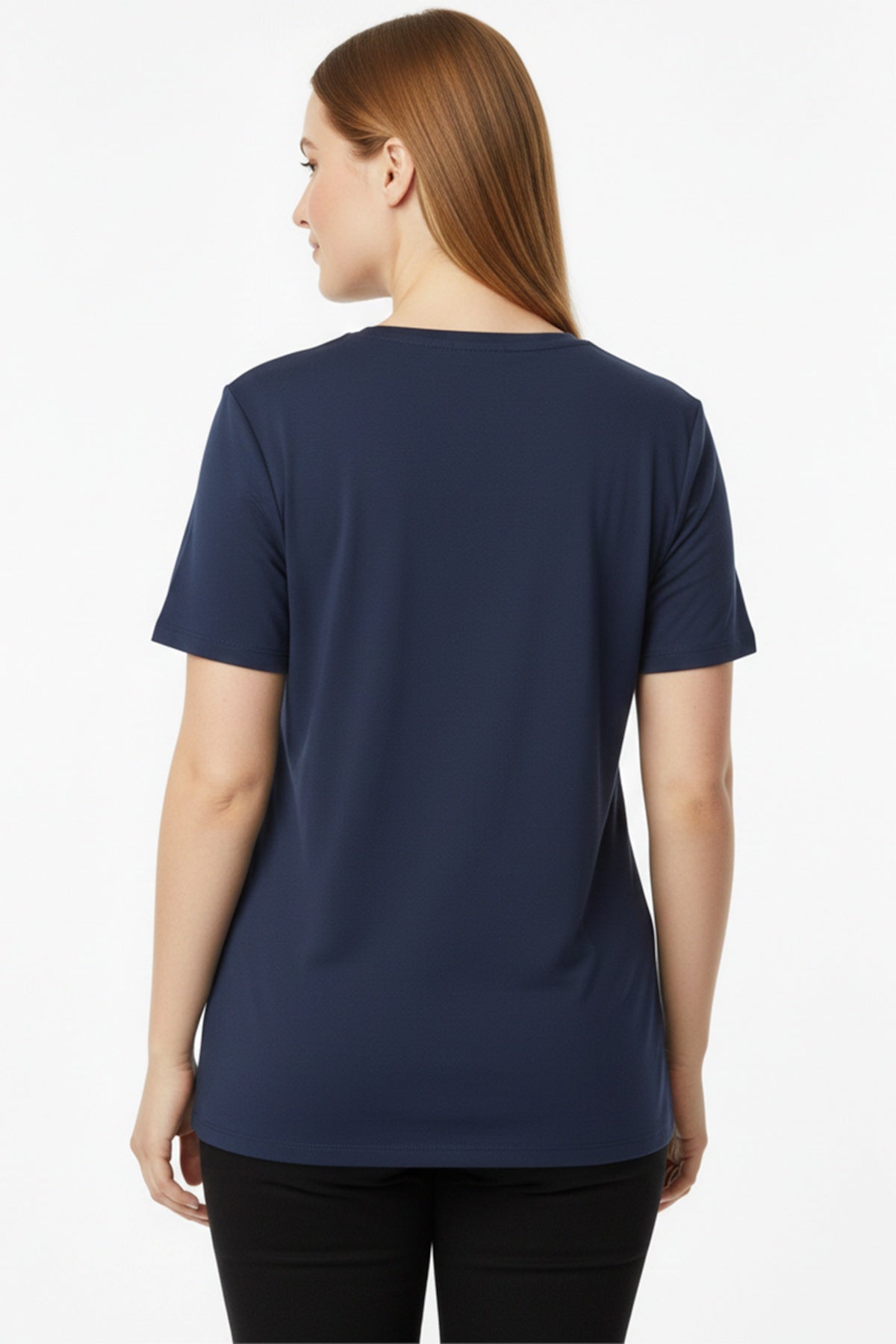 Oversized V‑Neck T‑Shirt — Navy (Plusmaat)