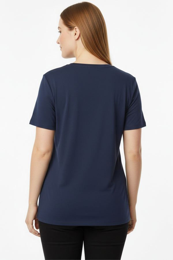 Oversized V‑Neck T‑Shirt — Navy (Plusmaat)