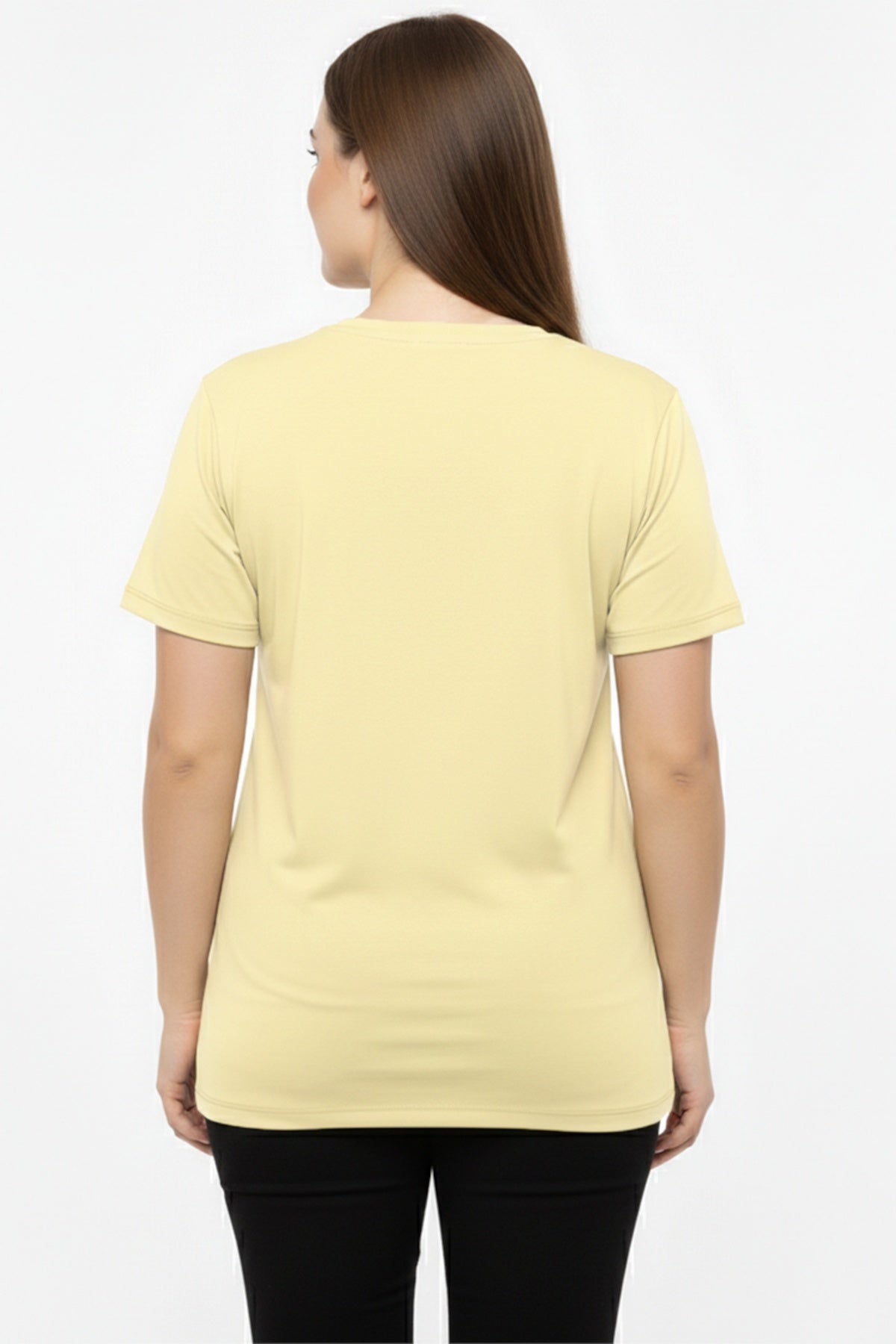 Oversized V - Hals T - Shirt — Geel (Plusmaat)