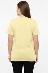 Oversize - T - Shirt Mit V - Ausschnitt – Gelb (Große Größen)