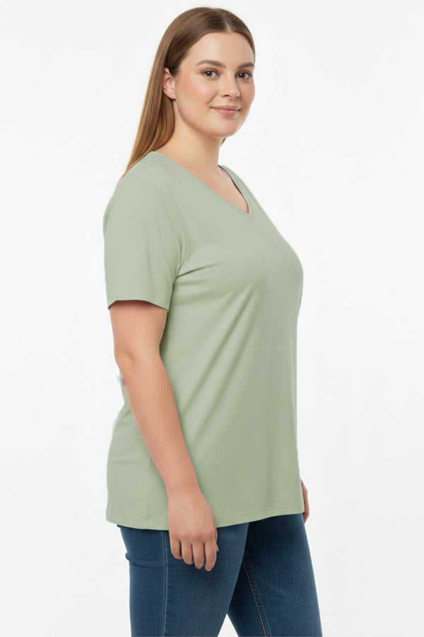 Oversized T - Shirt Met V - Hals – Khaki