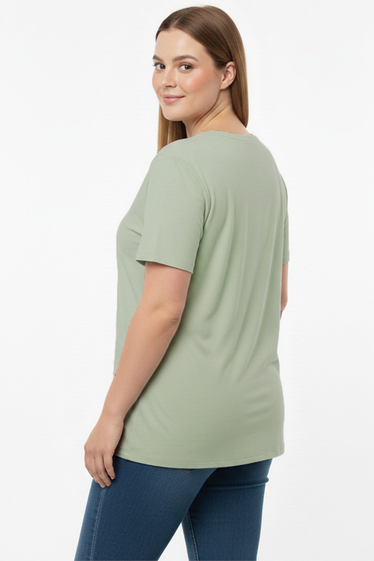 Oversized T - Shirt Met V - Hals – Khaki