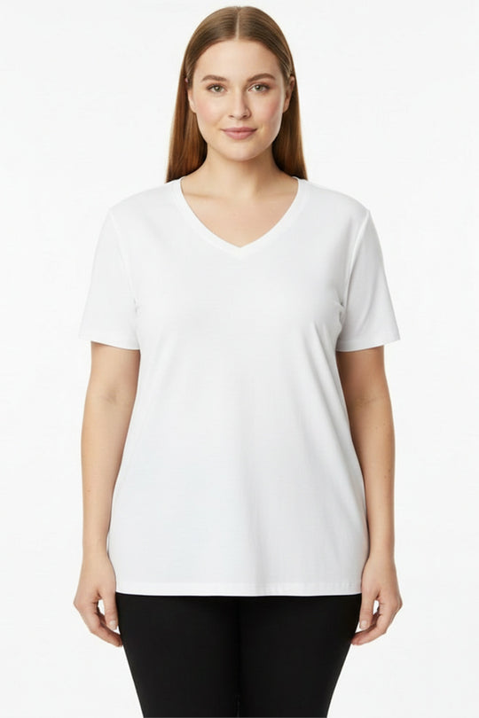 Oversized T - Shirt Met V - Hals – Wit