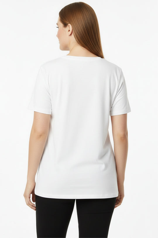Oversized T - Shirt Met V - Hals – Wit