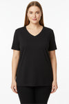 Oversized T - Shirt Met V - Hals, Grote Maten, Zwart