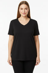 T - Shirt Oversize À Encolure V — Grandes Tailles — Noir