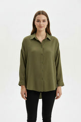 Chemise Oversize Boutonnée — Kaki