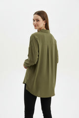 Chemise Oversize Boutonnée — Kaki