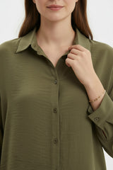 Chemise Oversize Boutonnée — Kaki
