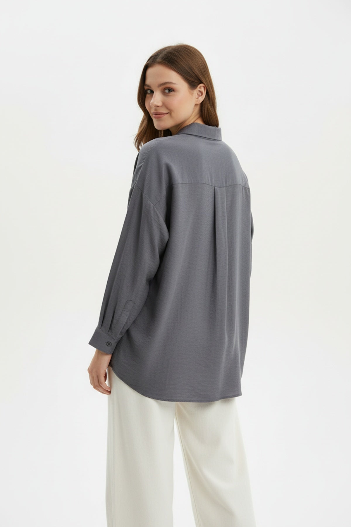 Oversize Hemd Mit Knöpfen — Anthrazit