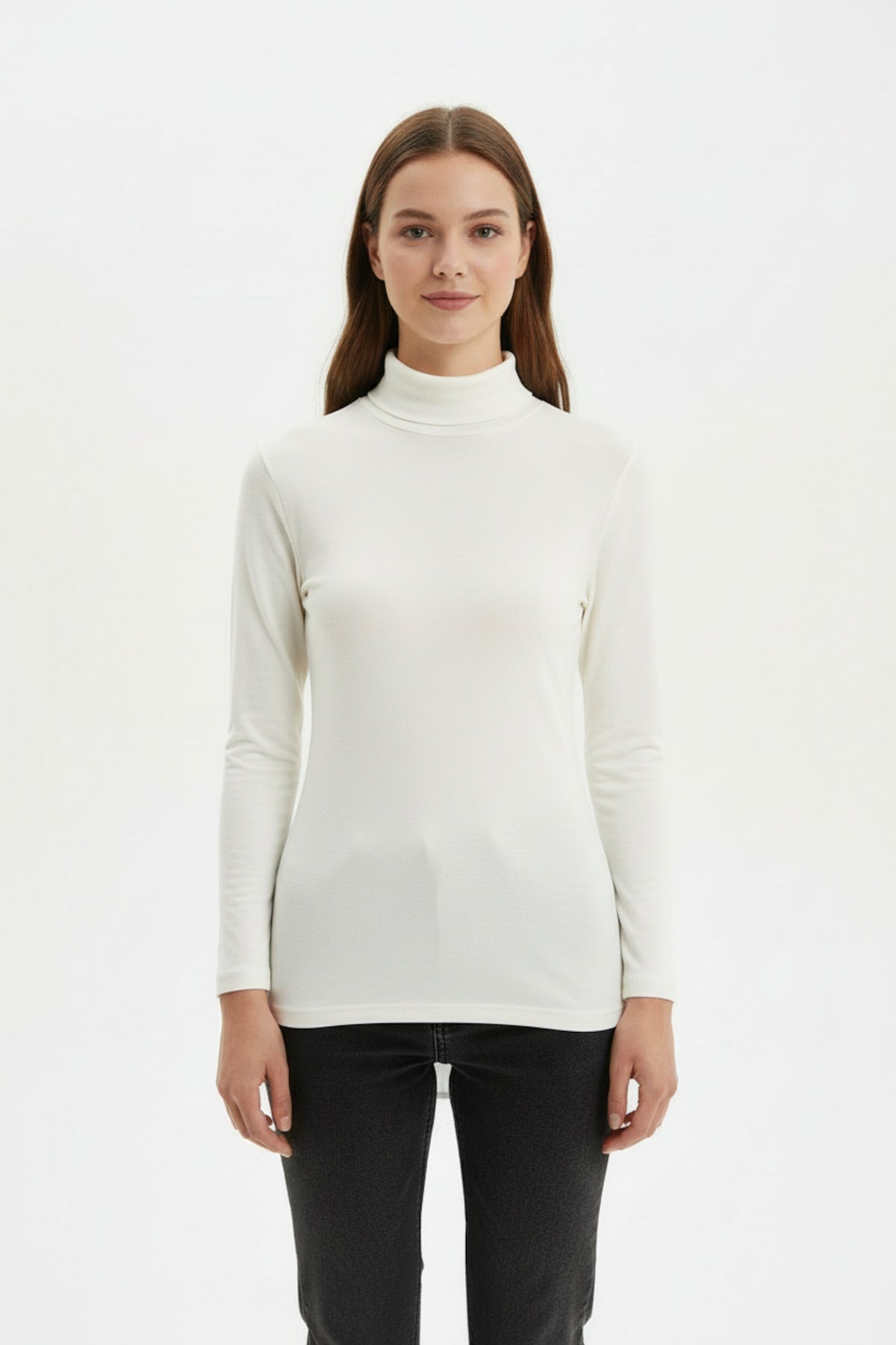 Rollkragen - Transparentbluse – Ecru