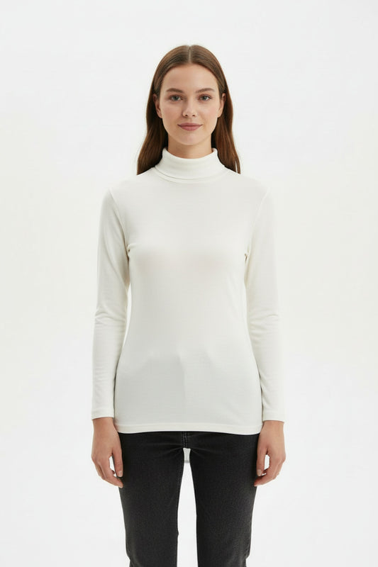 Kadın Balıkçı Yaka Transparan Bluz  Ekru