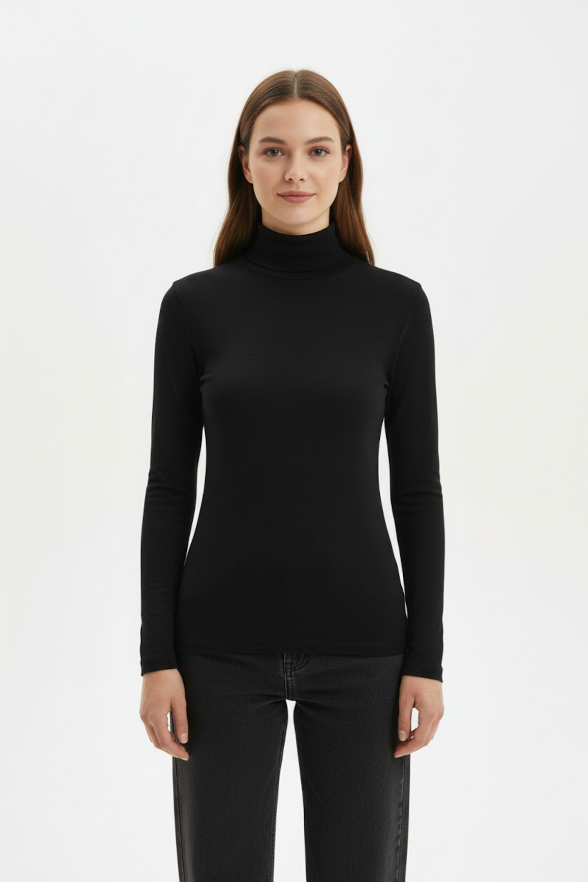 Rollkragen - Transparentbluse – Schwarz