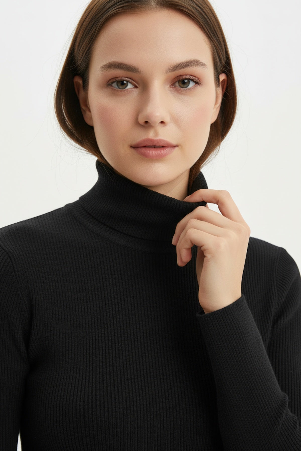 Rollkragen - Transparentbluse – Schwarz