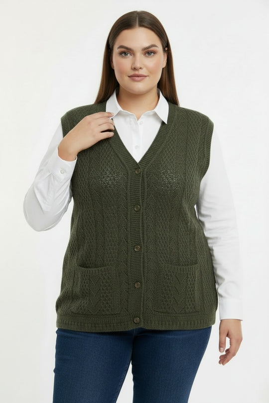 Gilet In Grote Maten — Khaki