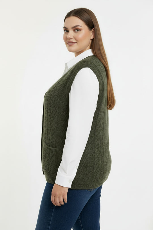 Gilet In Grote Maten — Khaki