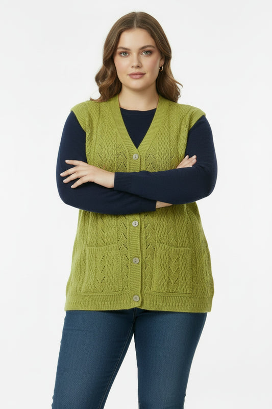 Strickweste In Großen Größen — Grün