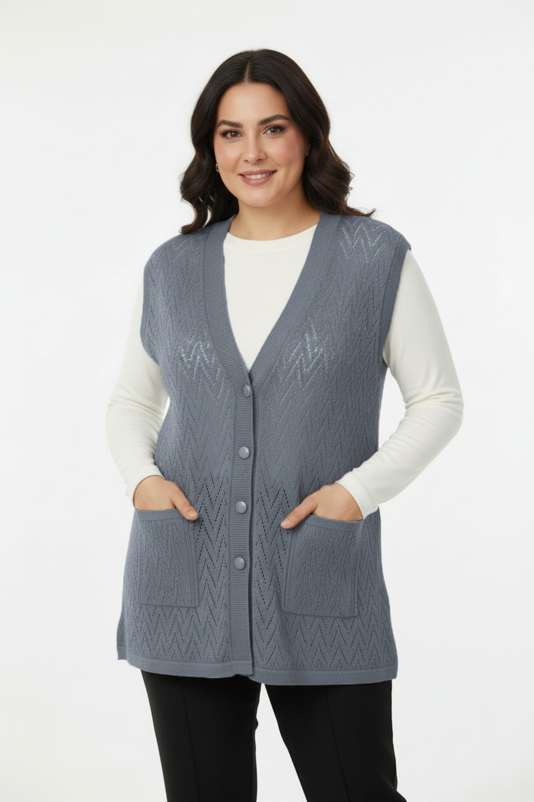 Harmony Gilet Grande Taille — Gris