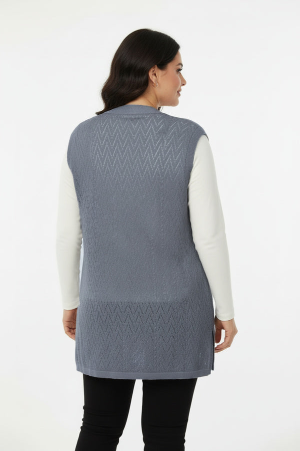 Harmony Gebreide Gilet — Grijs (Grote Maten)