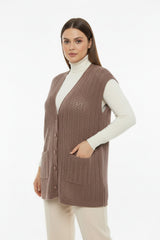 Gilet À Motifs Grande Taille — Marron Clair