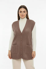 Gilet À Motifs Grande Taille — Marron Clair