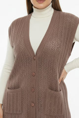 Gilet À Motifs Grande Taille — Marron Clair