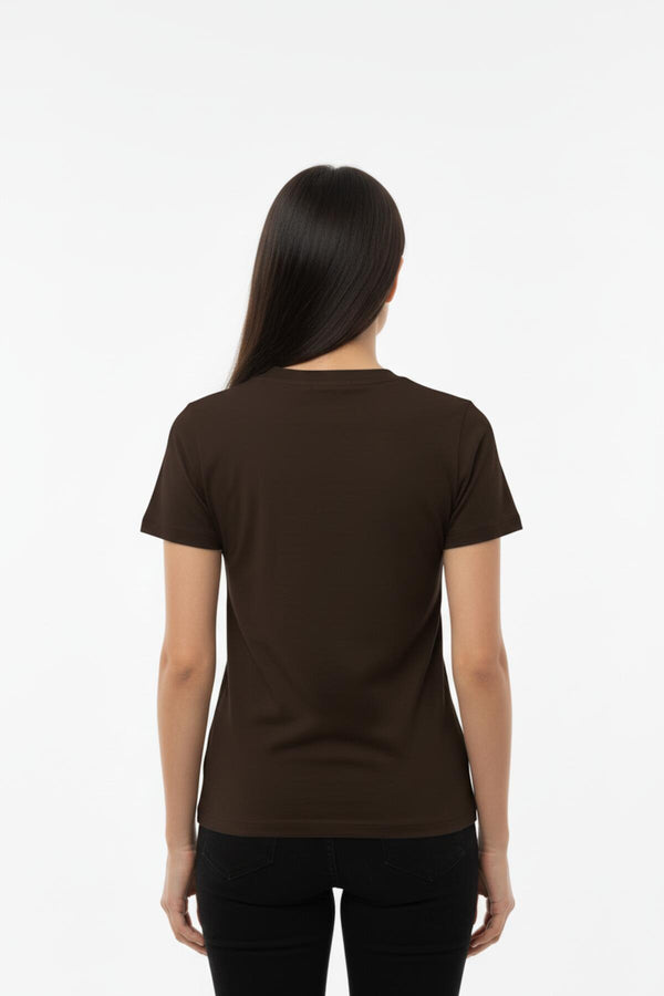Dames Body‑T‑Shirt Met Ronde Hals — Bruin