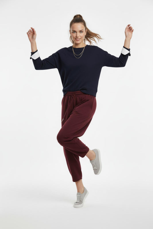 Trousers With Hem Detail — Burgundy