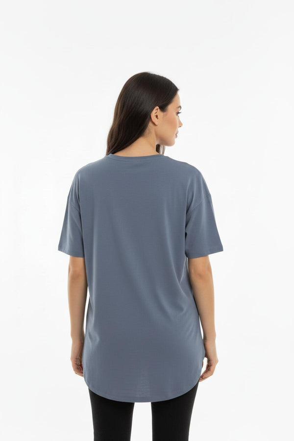 T‑Shirt Met Ovale Zoom In Two‑Ply Stof — Antraciet