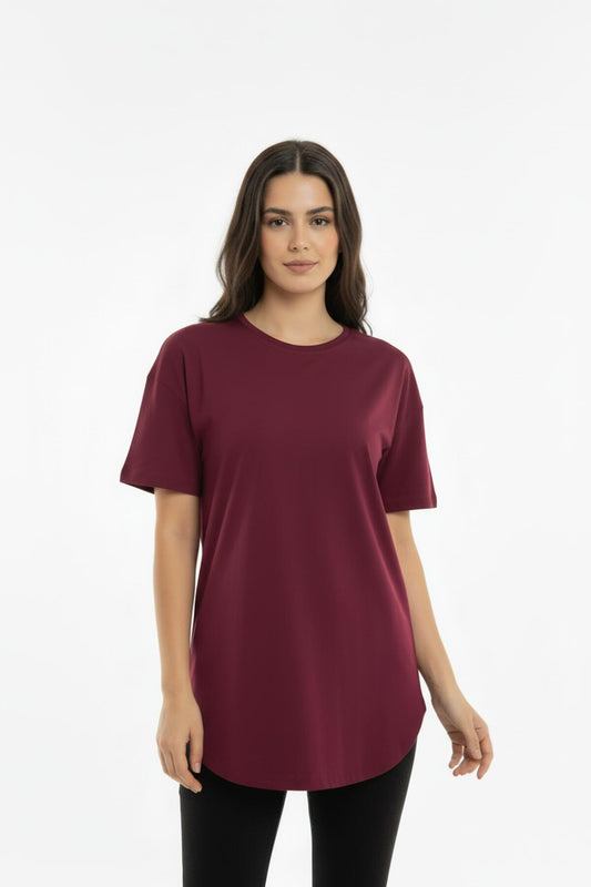 Oval - Hem Two - Ply T - Shirt — Burgundy