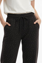 Pantalon Large Orné De Pierres – Noir