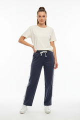 Ensemble Jogging Jambe Droite Avec Nœuds Latéraux — Anthracite