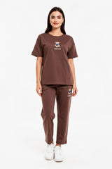 Ensemble T - Shirt Brodé Ours — Marron