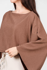 Blouse À Manches Chauve‑Souris Et Encolure Bateau — Marron
